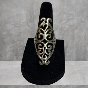 VINTAGE RING -- Silver Scroll Ring, Oversized, Goth